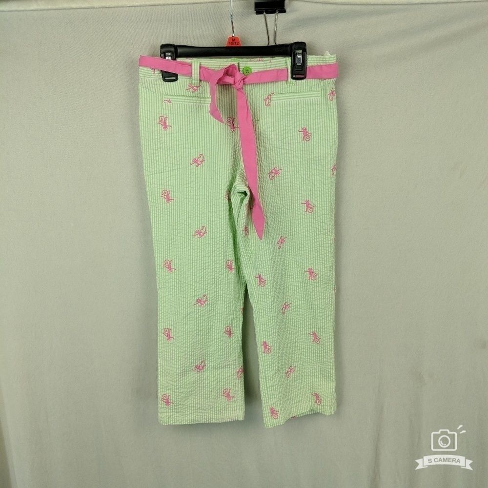 LILLY PULITZER SIZE 12 GIRLS GREEN WHITE SEER SUC